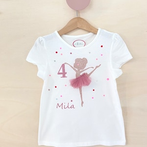 Birthday shirt ballerina ballet name shirt 1st, 2nd, 3rd, 4th, 5th, 6th, 7th, 8th birthday shirt name girl birthday party old pink dancer