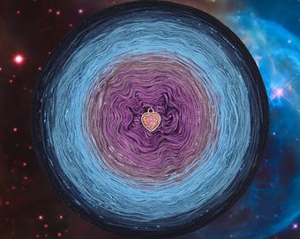Gradient ombre gleaming yarn cake - NOVA39 Bubble nebula - 50/50 cotton/acrylic + lurex, 3+1ply - Crochet, Knitting - WolleAmore
