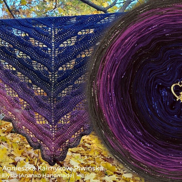 Gradient ombre gleaming yarn cake - NOVA36 Dark matter - 50/50 cotton/acrylic + lurex, 3+1ply - Crochet, Knitting - WolleAmore