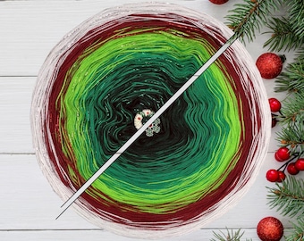 Christmas Gradient ombre yarn cake - XMAS39 Vixen - 50/50 cotton/acrylic + lurex, 3+1ply - Crochet, Knitting - WolleAmore