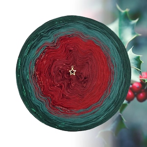 Christmas Gradient ombre yarn cake - XMAS13 Decorations - 50/50 cotton/acrylic + lurex, 3+1ply - Crochet, Knitting - WolleAmore