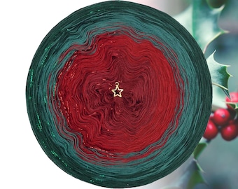 Christmas Gradient ombre yarn cake - XMAS13 Decorations - 50/50 cotton/acrylic + lurex, 3+1ply - Crochet, Knitting - WolleAmore