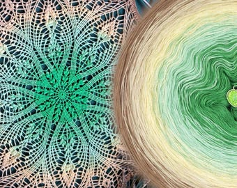Gradient ombre yarn cake - FN005 Leśna - 100% organic cotton, 3 or 4ply - Crochet, Knitting - WolleAmore
