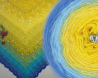 Gradient ombre yarn cake - OMB54 Golden sands - 50/50 cotton/acrylic, 3 or 4ply - Crochet, Knitting - WolleAmore