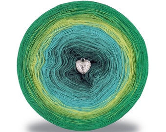 Gradient ombre yarn cake - OMB81 Green forest - 50/50 cotton/acrylic, 3 or 4ply - Crochet, Knitting - WolleAmore