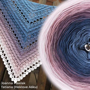 Écheveau de fil dégradé ombré - OMB47 Dessert aux myrtilles - 50 % coton / 50 % acrylique, 3 ou 4 brins - Crochet, Tricot - WolleAmore