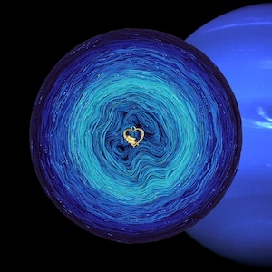 Gradient ombre gleaming yarn cake - NOVA32 SOL Neptune - 50/50 cotton/acrylic + lurex, 3+1ply - Crochet, Knitting - WolleAmore