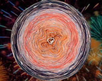 Gradient ombre fantasy yarn cake - FANTASY03 - 50/50 cotton/acrylic + nops + iridescent thread - Crochet, Knitting - WolleAmore
