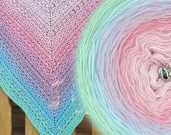 Gradient ombre yarn cake - OMB57 Cotton candy - 50/50 cotton/acrylic, 3 or 4ply - Crochet, Knitting - WolleAmore