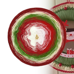Christmas Gradient ombre yarn cake - XMAS20 Holiday wreaths - 50/50 cotton/acrylic + lurex, 3+1ply - Crochet, Knitting - WolleAmore