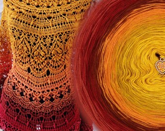 Gradient ombre yarn cake - MA002 Autumn heat - 50/50 cotton/acrylic, 3 or 4ply - Crochet, Knitting - WolleAmore