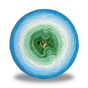 Gradient ombre yarn cake - OMG03 Minty Tide - 100% organic cotton, 3 or 4ply - Crochet, Knitting - WolleAmore