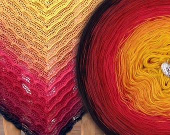 Gradient ombre yarn cake - OMB118 Fiery Lady - 50/50 cotton/acrylic, 3 or 4ply - Crochet, Knitting - WolleAmore