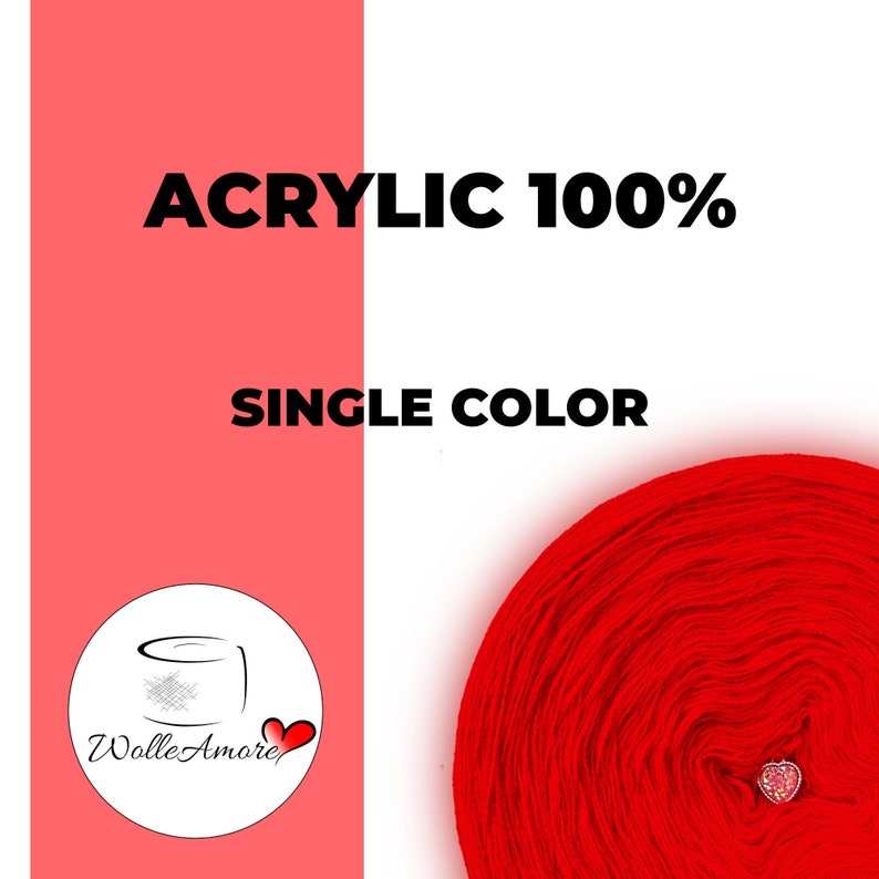 Custom Yarn cake Single color 100% acrylic, 3ply Crochet, Knitting WolleAmore image 1