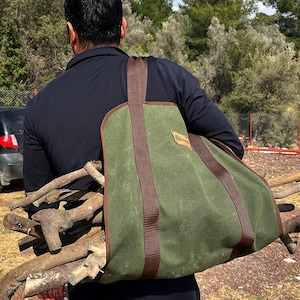 Handmade Waxed Canvas Log Carrier Bag – Tanto Bushcraft