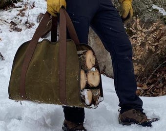 Handmade Waxed Canvas Log Carrier Bag – Tanto Bushcraft