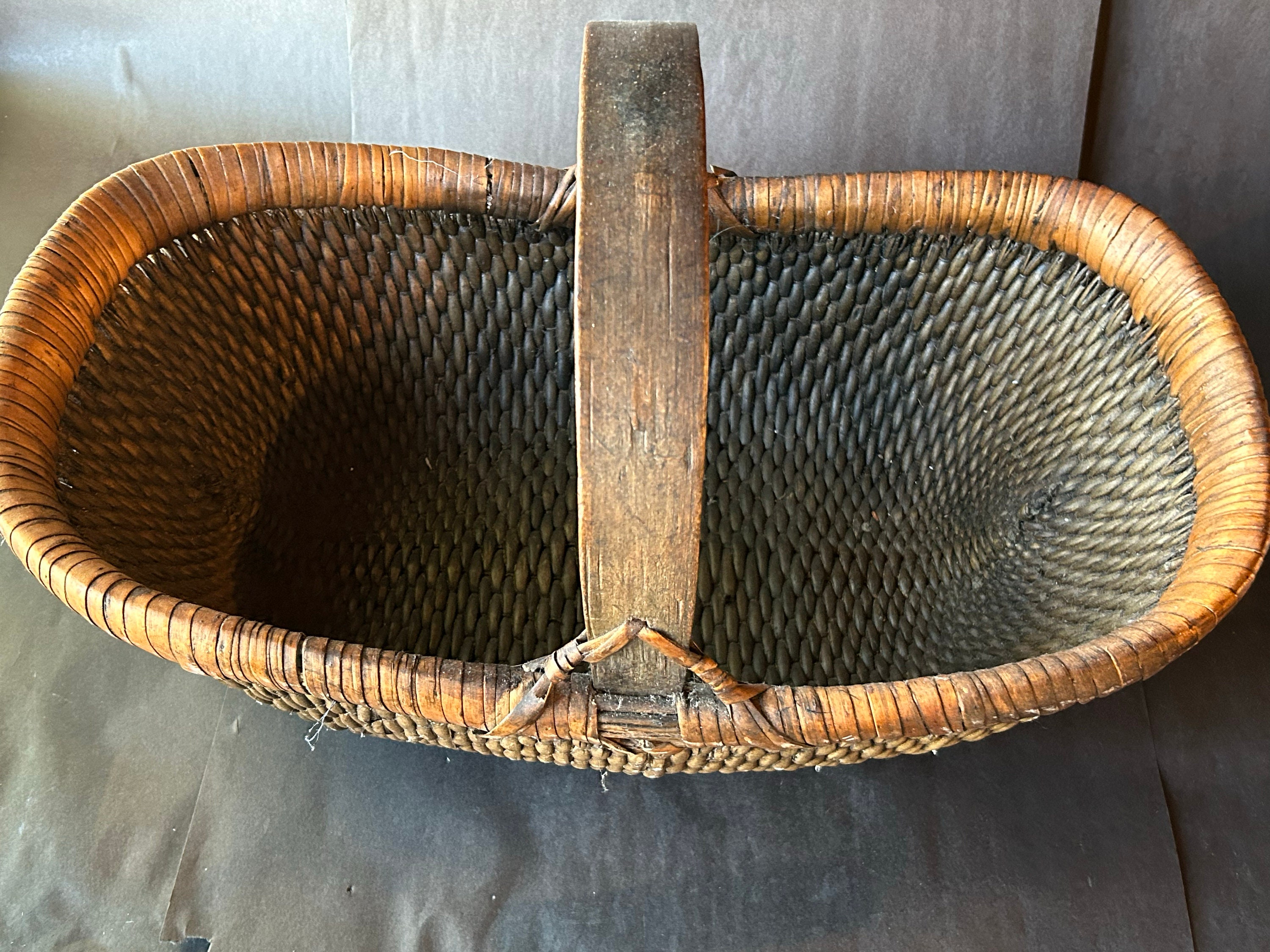 Vntg Chinese Reed Gathering Basket - Etsy