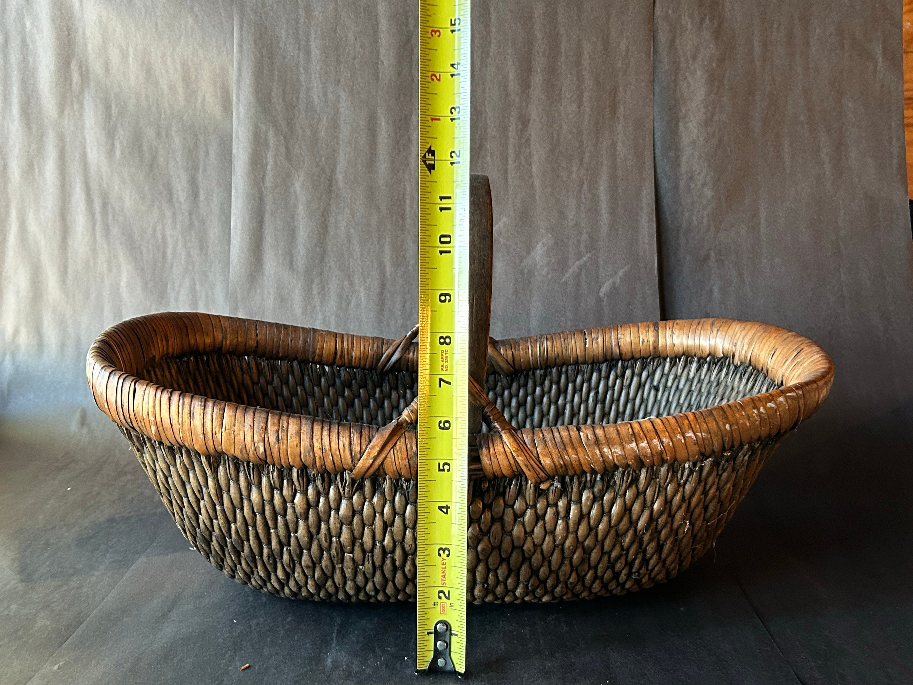Vntg Chinese Reed Gathering Basket - Etsy