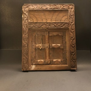Antique hand carved sacristy door unit