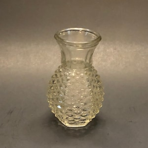 Vntg 1980 FTD clear hobnail pineapple bud vase