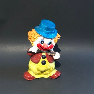 Vntg Ceramic Napcoware Clown w/violin Coin Bank