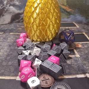 Gold, Silver, or Copper Dragon Egg Dice Box holds 3 sets of Dice + | Dungeons and Dragons | D&D | dnd | Pathfinder