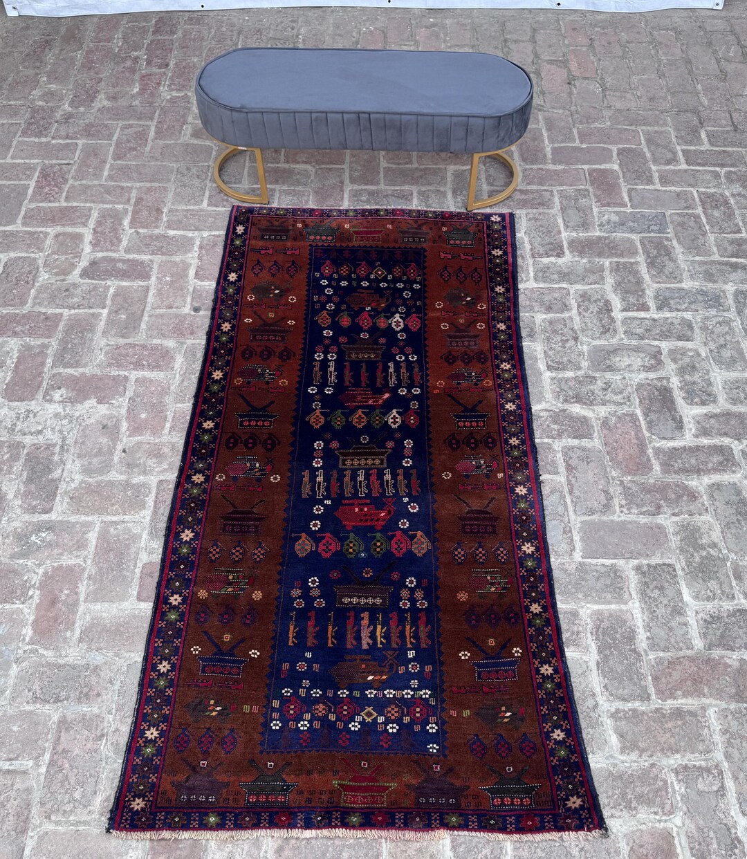Kabul Rug 3.7x7.3 Afghan Pictorial Kabul Carpet – Hand-knotted Animated Carpet ...