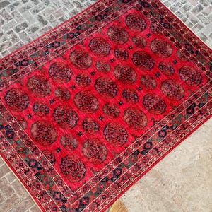 9x12 Bokhara Rug - Rustic Red Area Rug - Vegetable Dyed Hand-knotted Woolen Rug for Living Room & Mail Hall - Afghan Rug - Turkmen Rug