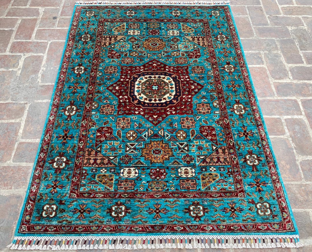 4x5 Luxurious Tribal Area Rug - Hand-knotted Afghan Woolen Rug for ...