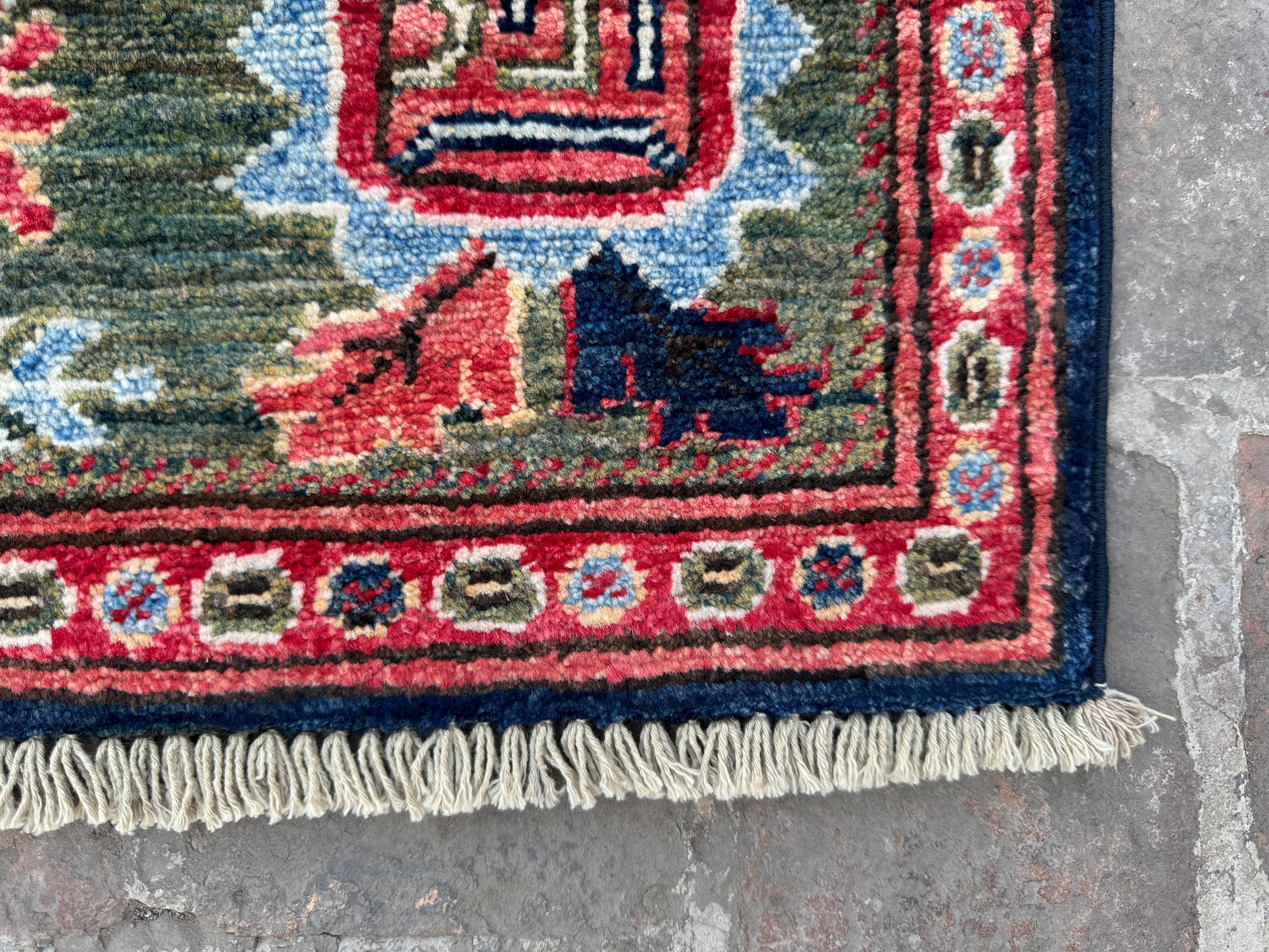 ネイビーブルー 5x7 オリエンタルエリアラグ - リビングルームと