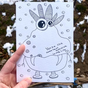Cartão de Amor de Monstro – Cartão bonito desenhado à mão | Arte de Monstro (5x7 polegadas) | Formato JPEG