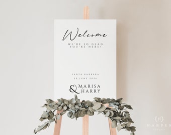 Signo de bienvenida de boda / Editar con Templett / Signo de recepción / 18x24" / Signo minimalista / HP001