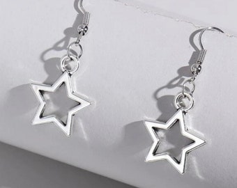 Star cute drop earrings, celestial star gift, birthday gift for girlfriend, zodiac gift for girlfriend, star earrings silver, star earrings