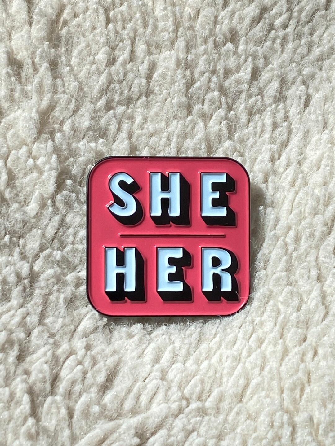 Pronoun Pin She Her They Them He Him Enamel Badge Pin Pink - Etsy