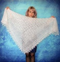White Orenburg shawl, Hand knit Russian shawl, Lace wedding shawl, Bridal cover up, Warm cape, Wool wrap, Handmade stole, Kerchief, Scarf product logo