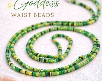 Emerald Goddess Tie-On Waist Beads | Green Glass Seed Body Jewelry
