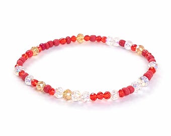 Aries Handmade Bracelet | Red Beaded Crystal, Fire Sign Jewelry