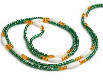 Smaragd Glühen Taille Perlen | Grün Gold Afrikanischer Körperschmuck