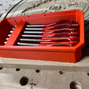 Spade Drill tray for low profile Milwaukee small component packout.  Top is optional.   (DRILLS NOT INCLUDED)