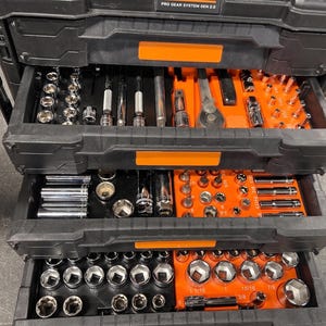 Vassoi organizer per bussole per cassetta degli attrezzi Ridgid Pro Gear 2.0 a 4 cassetti - attacco da 1/2", 3/8", 1/4"