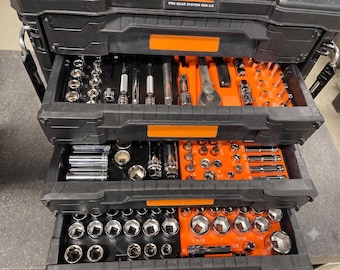 Socket Organizer Trays for Ridgid Pro Gear 2.0 3 and 4-Drawer Toolbox - 1/2", 3/8", 1/4" Drive