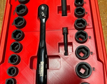 3D Printed Insert for Milwaukee Packout, Dewalt Impact Socket Set