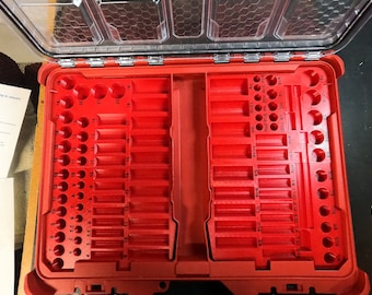 Mechanic Socket organizer holds 93 sockets for Milwaukee Packout 11 compartment low profile small parts organizer