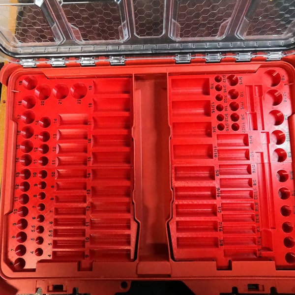 Mechanic Socket organizer holds 93 sockets for Milwaukee Packout 11 compartment low profile small parts organizer
