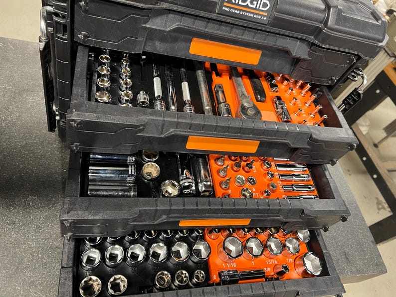 Mechanics Socket Organizer for Ridgid 4 Drawer Modular Tool Box All 3 sets