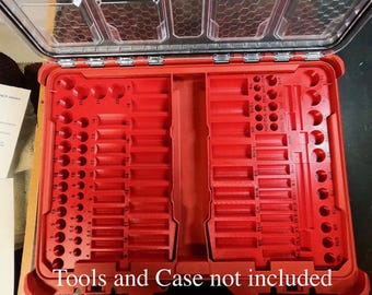 Mechanic Socket organizer holds 93 sockets for Milwaukee Packout 11 compartment low profile small parts organizer. Tools / Case not included