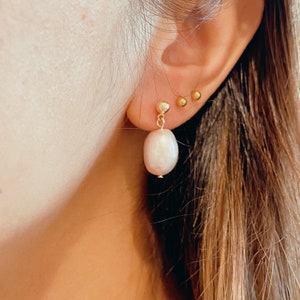Pink Pearl Drop Stud Earrings | Pink Baroque Pearl Drop Earrings | Big Pearl Drop Earrings | Bridal Earrings | Wedding Earrings