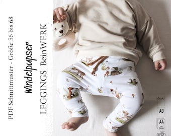 BeinWerk Windelpupser | 3 Weiten | Slim, Regular, Relax | 56 BIS 68 German Pattern Leggings