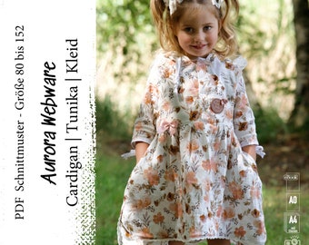 3in1 tunic, dress & cardigan | AURORA summer all-rounder | WEBWARE | PDF sewing pattern | Girls dress, tunic for girls