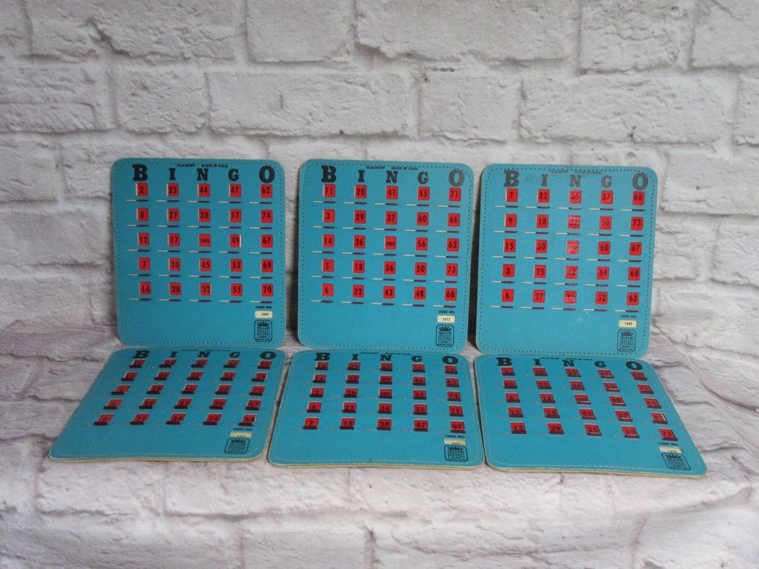Vintage Plamor BINGO KING Game Cards Stitched Slide Shutter Blue USA